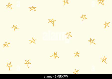 Doodle background, yellow star pattern design vector Stock Vector