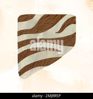 Zebra pattern collage element, brown abstract shape with texture in earth tone vector Stock Vector