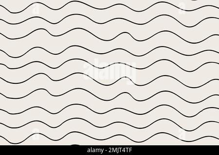 Wavy pattern background black doodle vector, simple design Stock Vector