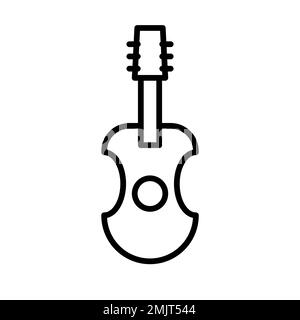 Guitar icon line isolated on white background. Black flat thin icon on modern outline style. Linear symbol and editable stroke. Simple and pixel perfe Stock Vector