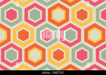 Retro colorful background, geometric hexagon shape vector Stock Vector