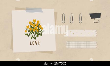 Blank sheet of paper with washi tape on neutral tones background. Vector  illustration, flat design Stock Vector Image & Art - Alamy