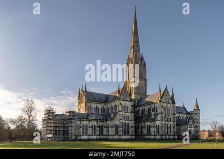 Glorious Salisbury Cathedral and Spire. Stock Photo