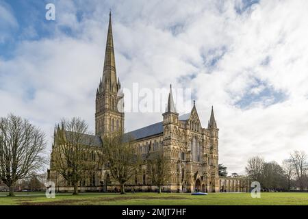 Glorious Salisbury Cathedral and Spire. Stock Photo