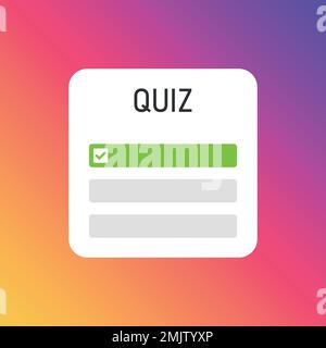 Quiz guess social media sticker icon in flat style. Faq vector illustration on isolated background. Help button sign business concept. Stock Vector