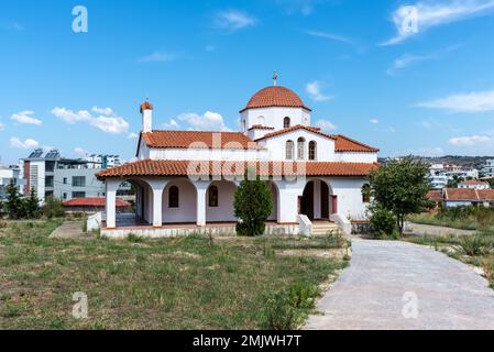 Ksamil, Albania - September 9, 2021: View of beautiful Greek Orthodox Church in Ksamil, Albania. Stock Photo