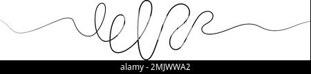 Abstract black wavy line, isolated on white background. Vector wiggly line banner. Stock Vector