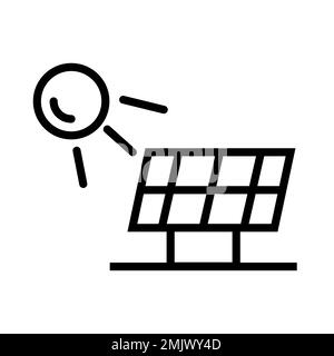 Solar panel icon line isolated on white background. Black flat thin icon on modern outline style. Linear symbol and editable stroke. Simple and pixel Stock Vector