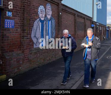 Sheffield, UK. 28th Jan, 2023. Fans arrive at Hillsborough Stadium before the Emirates FA Cup Fourth Round match Sheffield Wednesday vs Fleetwood Town at Hillsborough, Sheffield, United Kingdom, 28th January 2023 (Photo by Steve Flynn/News Images) in Sheffield, United Kingdom on 1/28/2023. (Photo by Steve Flynn/News Images/Sipa USA) Credit: Sipa USA/Alamy Live News Stock Photo