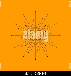 Tattoo sun, thin rays icon. Linear star, sunburst logo Stock Vector