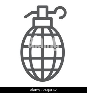 Grenade line icon, weapon and army, bomb sign, vector graphics, a linear pattern on a white background, eps 10. Stock Vector