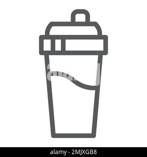 Bottle shaker line icon, drink and container, cup sign, vector graphics, a linear pattern on a white background, eps 10. Stock Vector