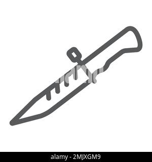 Bayonet knife line icon, weapon and army, combat knife sign, vector graphics, a linear pattern on a white background, eps 10. Stock Vector