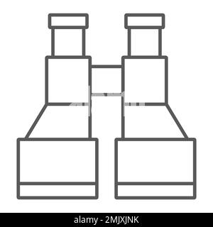 Army binoculars thin line icon, explore and military, lens sign, vector graphics, a linear pattern on a white background, eps 10. Stock Vector
