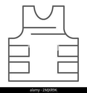 Military vest thin line icon, army and force, proof jacket sign, vector ...