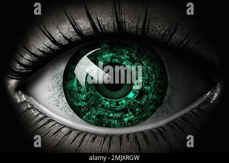 Digital eye in green tones Stock Photo