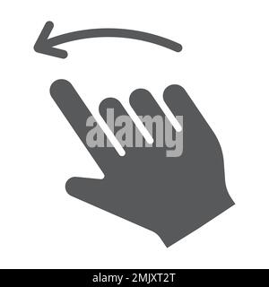 Flick left glyph icon, action and hand, gesture sign, vector graphics, a solid pattern on a white background, eps 10. Stock Vector
