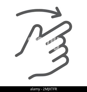 Flick right line icon, finger and hand, gesture sign, vector graphics, a linear pattern on a white background, eps 10. Stock Vector