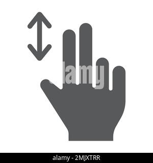 Two finger vertical scroll glyph icon, gesture and hand, press sign, vector graphics, a solid pattern on a white background, eps 10. Stock Vector