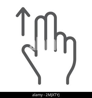 Two finger drag up line icon, gesture and hand, flick sign, vector graphics, a linear pattern on a white background, eps 10. Stock Vector