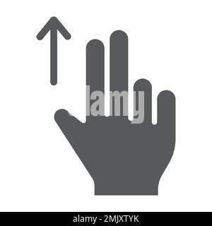 Two finger drag up glyph icon, gesture and hand, flick sign, vector graphics, a solid pattern on a white background, eps 10. Stock Vector