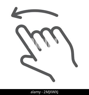 Flick left line icon, action and hand, gesture sign, vector graphics, a linear pattern on a white background, eps 10. Stock Vector