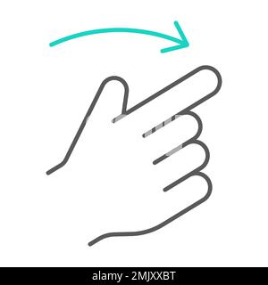 Flick right thin line icon, finger and hand, gesture sign, vector graphics, a linear pattern on a white background, eps 10. Stock Vector