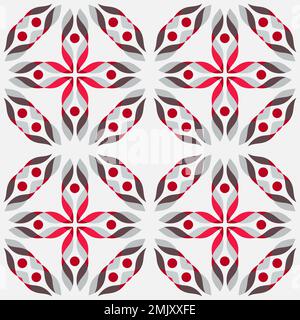 Abstract geometric pattern in red-grey-brown colors, with waves and dots. Vector illustration. Stock Vector