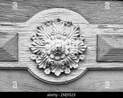 Detail of a white wooden door, used look Stock Photo