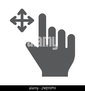 Free drag glyph icon, gesture and hand, swipe sign, vector graphics, a solid pattern on a white background, eps 10. Stock Vector