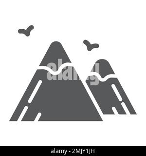 Mountains glyph icon, nature and landscape, rock sign, vector graphics, a solid pattern on a white background, eps 10. Stock Vector