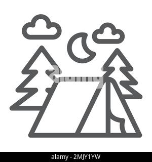 Camping line icon, nature and hiking, camp sign, vector graphics, a linear pattern on a white background, eps 10. Stock Vector