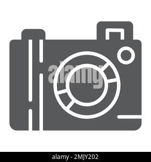 Camera glyph icon, lens and photo, photocamera sign, vector graphics, a solid pattern on a white background, eps 10. Stock Vector