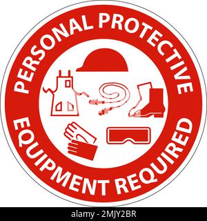 Floor Sign, Personal Protective Equipment Required Stock Vector