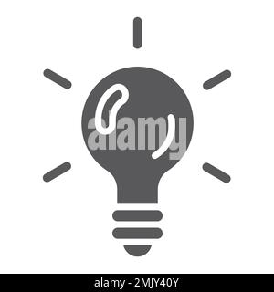 Light bulb glyph icon, game and idea, smart sign, vector graphics, a solid pattern on a white background. Stock Vector