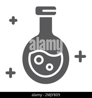 Potion glyph icon, magic and glass, flask sign, vector graphics, a solid pattern on a white background, eps 10. Stock Vector