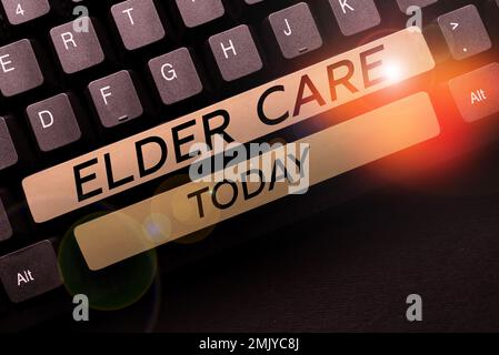 Text caption presenting Elder Care. Business concept the care of older people who need help with medical problems Stock Photo