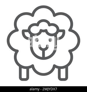 Sheep line icon, wool and animal, lamb sign, vector graphics, a linear pattern on a white background, eps 10. Stock Vector