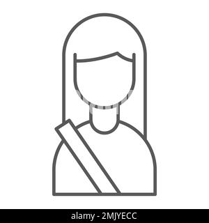 Passenger thin line icon, human and taxi, girl sign, vector graphics, a linear pattern on a white background, eps 10. Stock Vector