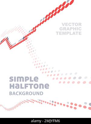 Simple abstract background with red and grey halftone curves. Perspective vector graphic template Stock Vector