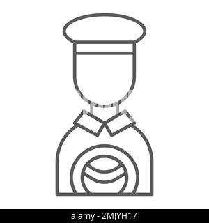 Taxi driver thin line icon, person and car, cab driver sign, vector graphics, a linear pattern on a white background, eps 10. Stock Vector