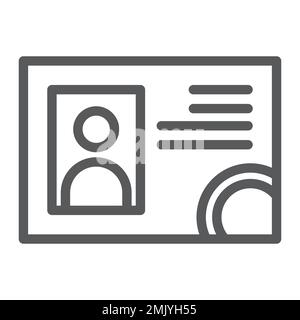 Driver license line icon, documents and card, identification sign, vector graphics, a linear pattern on a white background, eps 10. Stock Vector