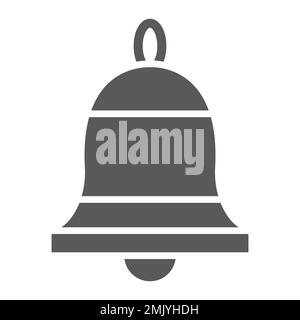 Bell glyph icon, ring and alert, alarm sign, vector graphics, a solid pattern on a white background, eps 10. Stock Vector