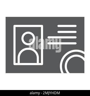 Driver license glyph icon, documents and card, identification sign, vector graphics, a solid pattern on a white background, eps 10. Stock Vector