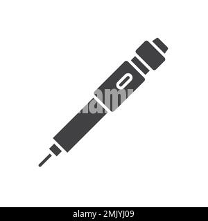 Insulin injection pen glyph icon. linear style sign for mobile concept and web design. Stock Vector