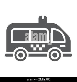 Mini bus glyph icon, automobile and car, minivan sign, vector graphics, a solid pattern on a white background, eps 10. Stock Vector