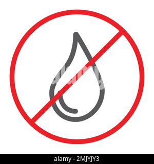 No water line icon, prohibited and liquid, no aqua sign, vector graphics, a linear pattern on a white background, eps 10. Stock Vector