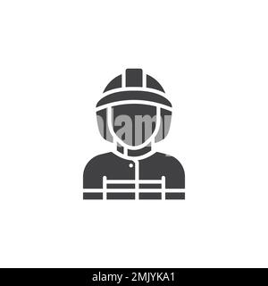 Fireman avatar glyph icon. linear style sign for mobile concept and web design. Stock Vector