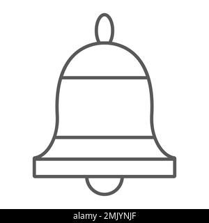 Bell thin line icon, ring and alert, alarm sign, vector graphics, a linear pattern on a white background, eps 10. Stock Vector