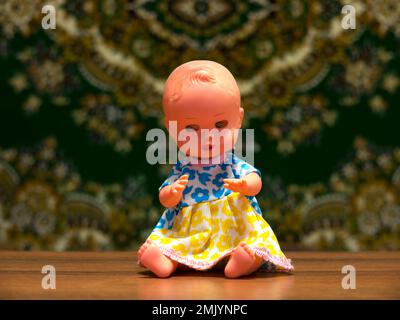 Miniature doll, made in DDR. DDR is the German acronym for Deutsche Demokratische Republik (German) or German Democratic Republic (English), a former Stock Photo